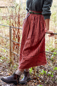 Pull on Skirt in Striped Irish Linen Made in England Justine Tabak