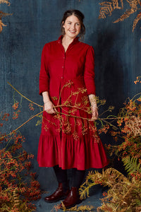 red corduroy shirt dress | Made in England | Justine Tabak 