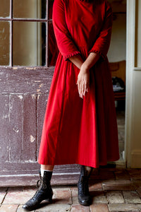 Mia Dress in Red and Ruby Corduroy