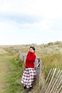 Bobbie Skirt in Cream Tartan Irish Linen