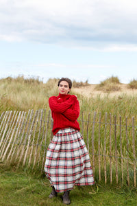 Bobbie Skirt in Cream Tartan Irish Linen