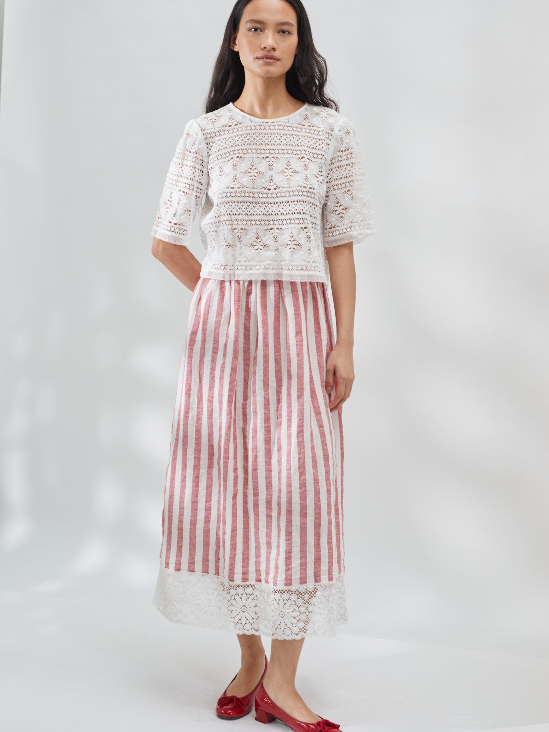 Linen and Nottingham Lace Skirt | Made in England | Justine Tabak 