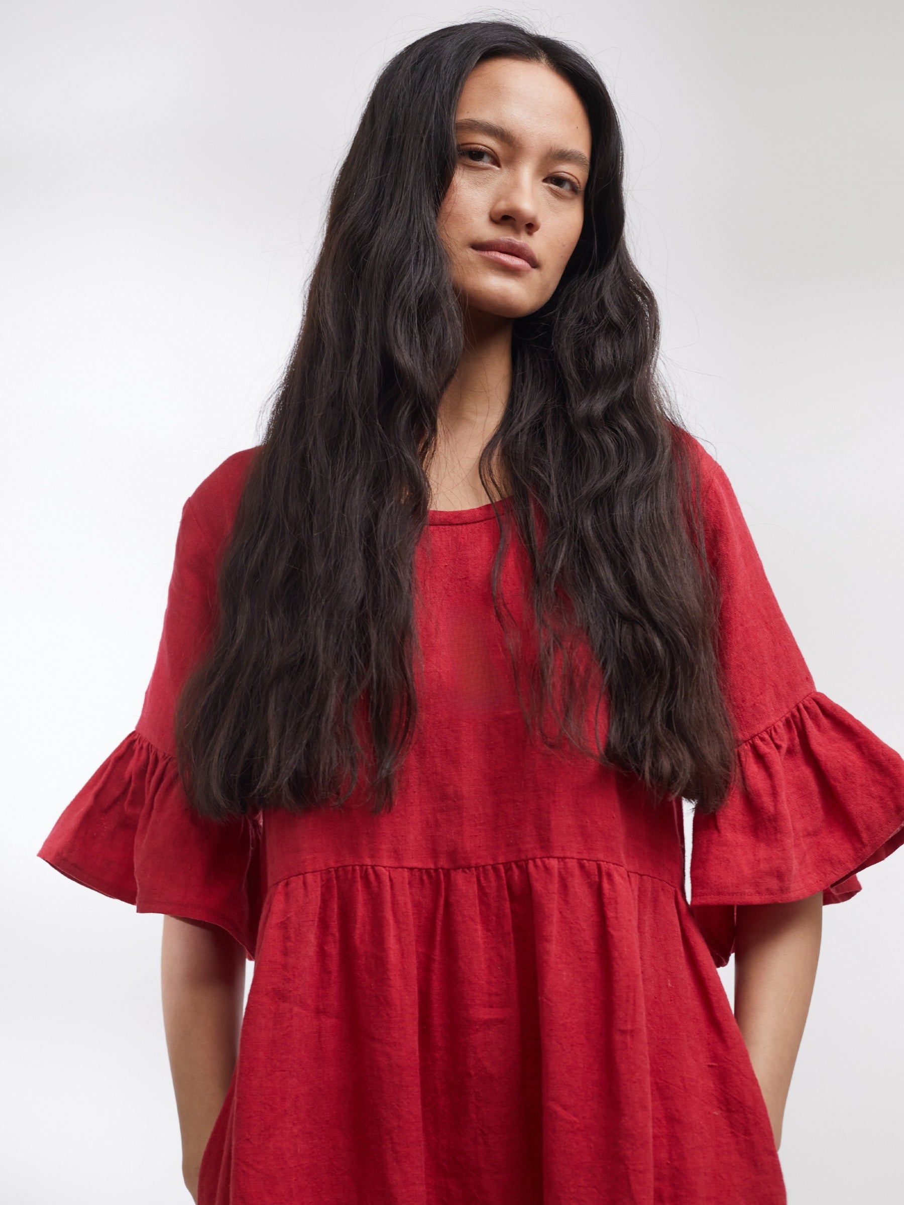 Richmond Dress in Rose Red Irish Linen