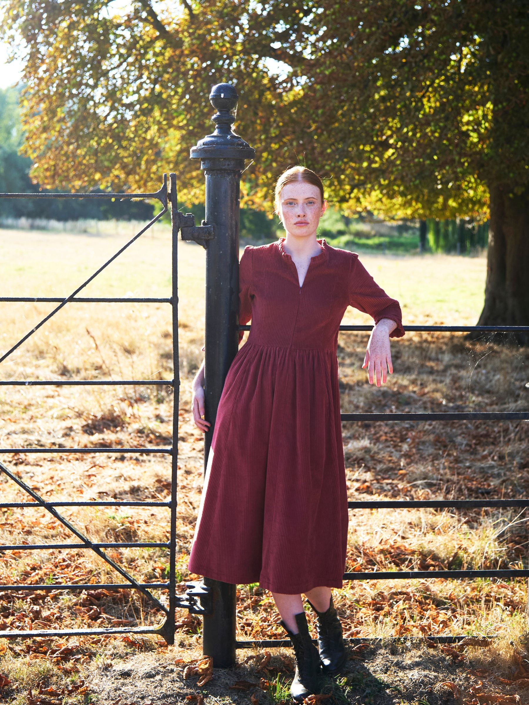Edie Dress in Rosewood Corduroy
