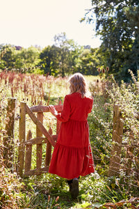 Mill Town Dress in Rust Corduroy