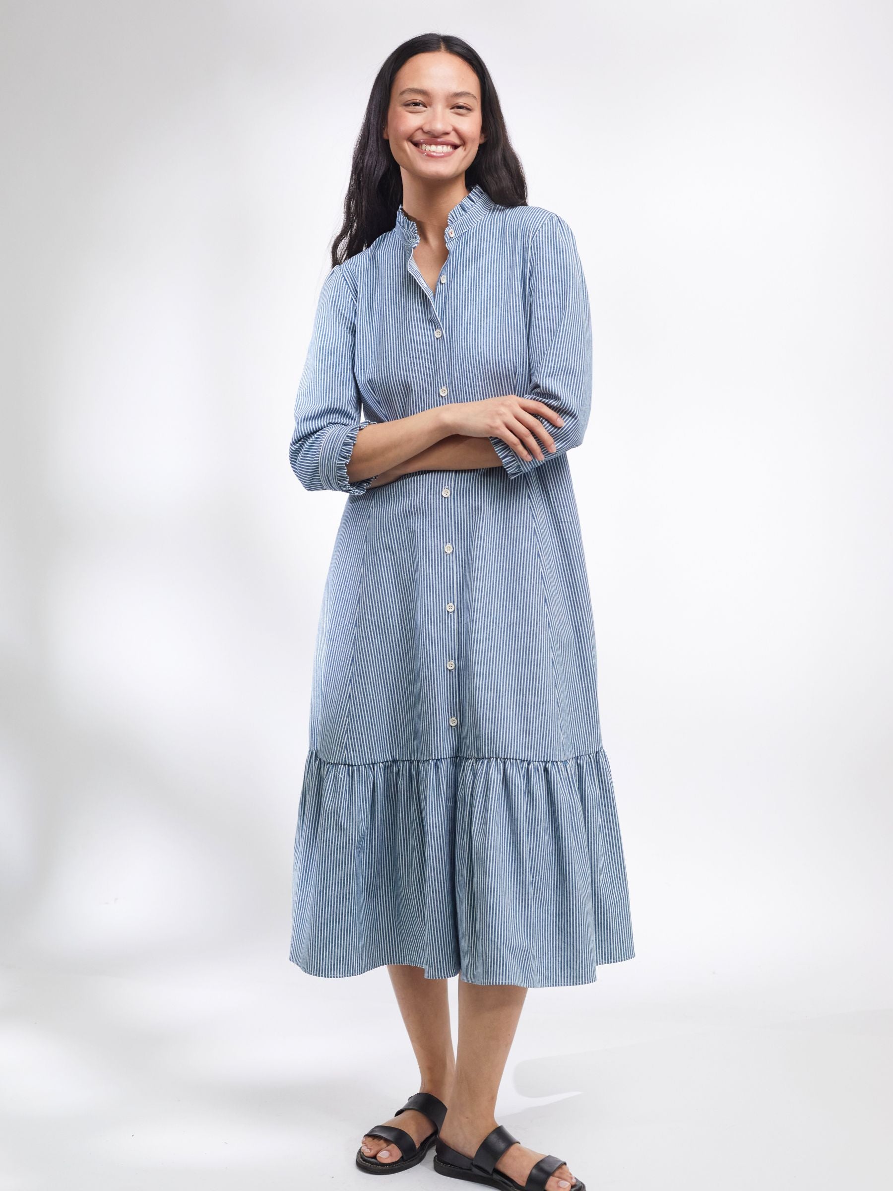 Striped Cotton Shirt Dress | Made in England | Justine Tabak