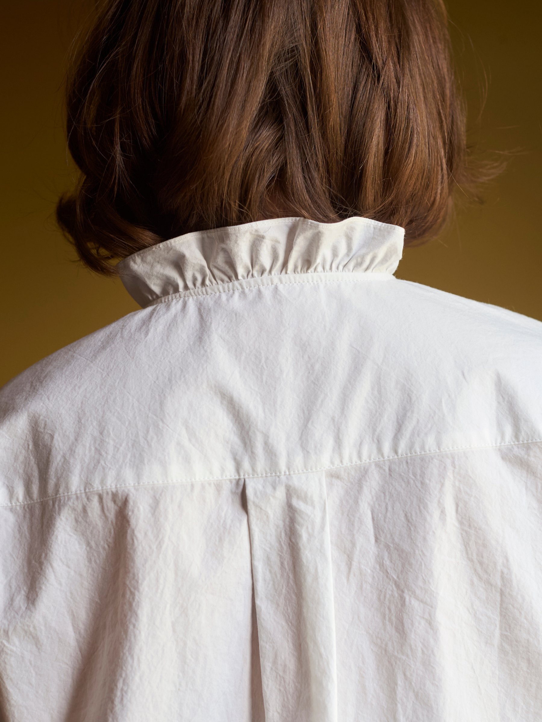 White Ruffle Shirt in Japanese Cotton |  Made in England | Justine Tabak 