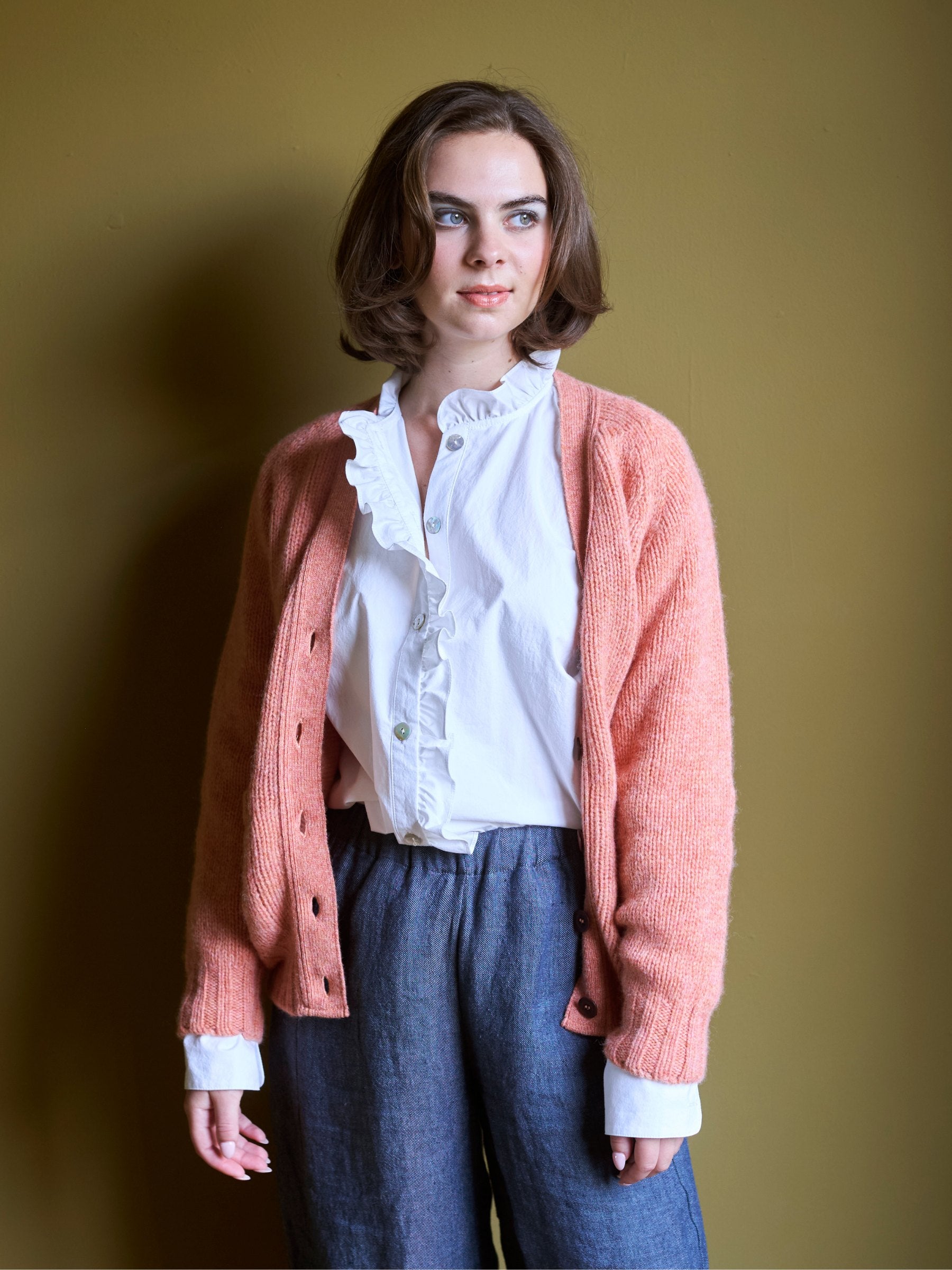 White Ruffle Shirt in Japanese Cotton |  Made in England | Justine Tabak 