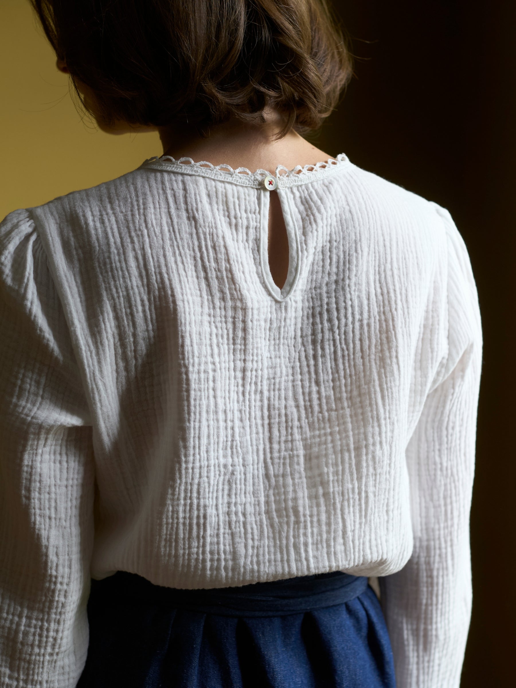 White Top with Nottingham Lace | Made in England | Justine Tabak 