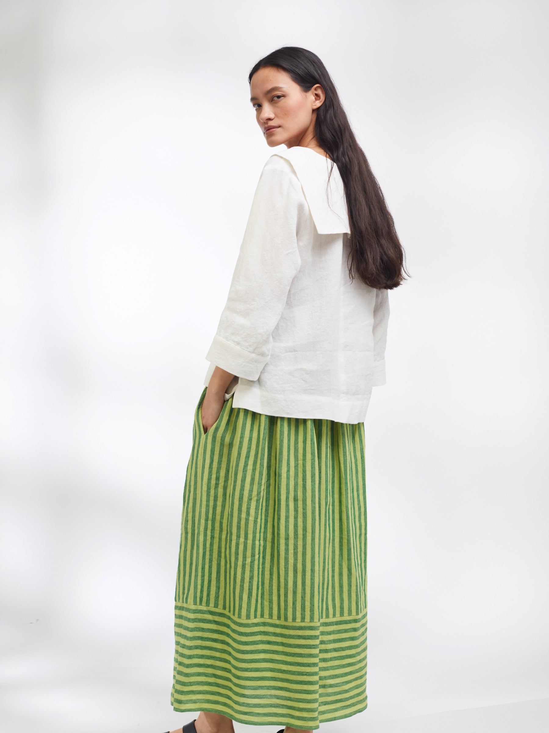 Sailor Top in White Linen | Made in England | Justine Tabak
