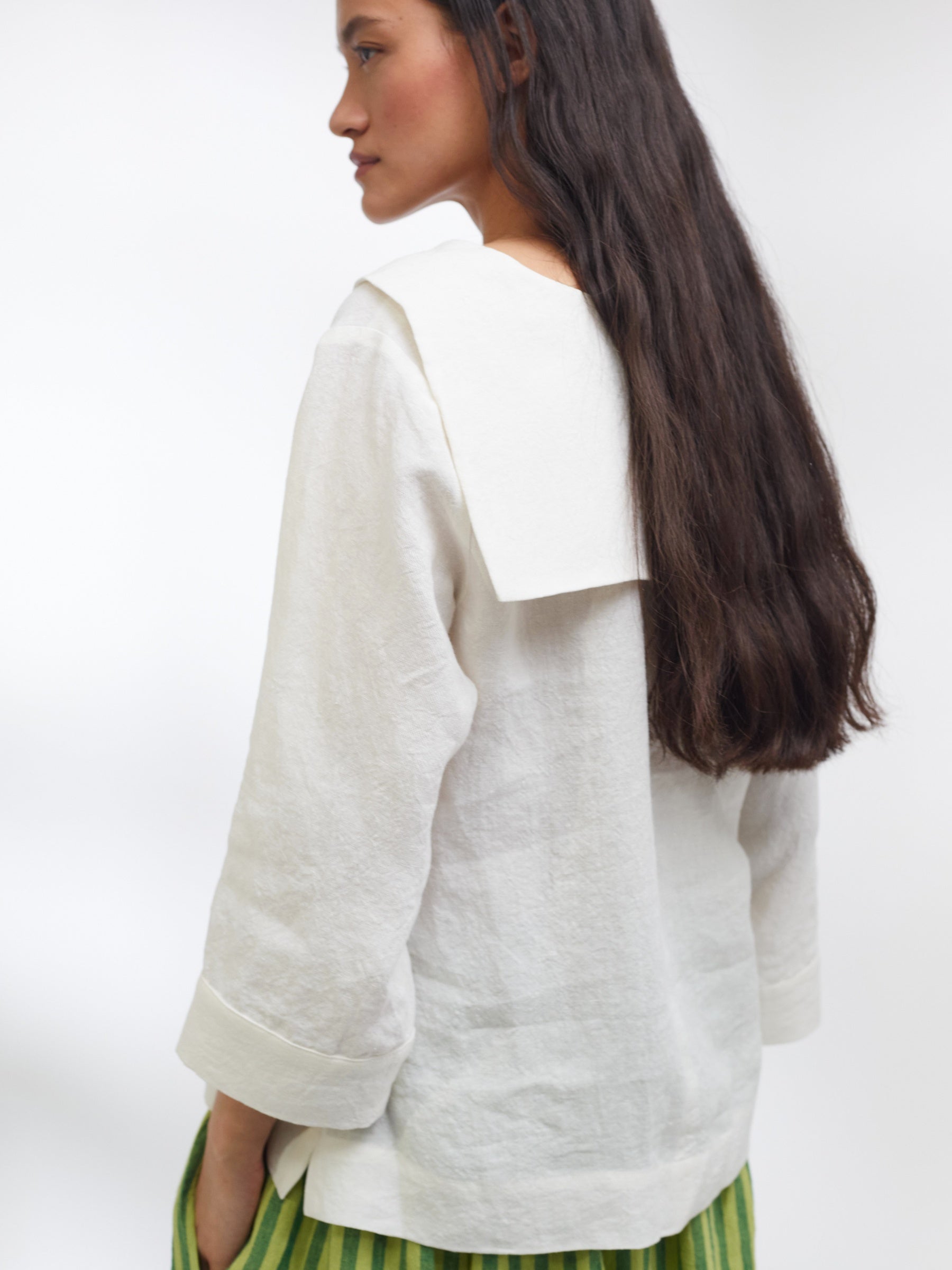 Sailor Top in White Linen | Made in England | Justine Tabak