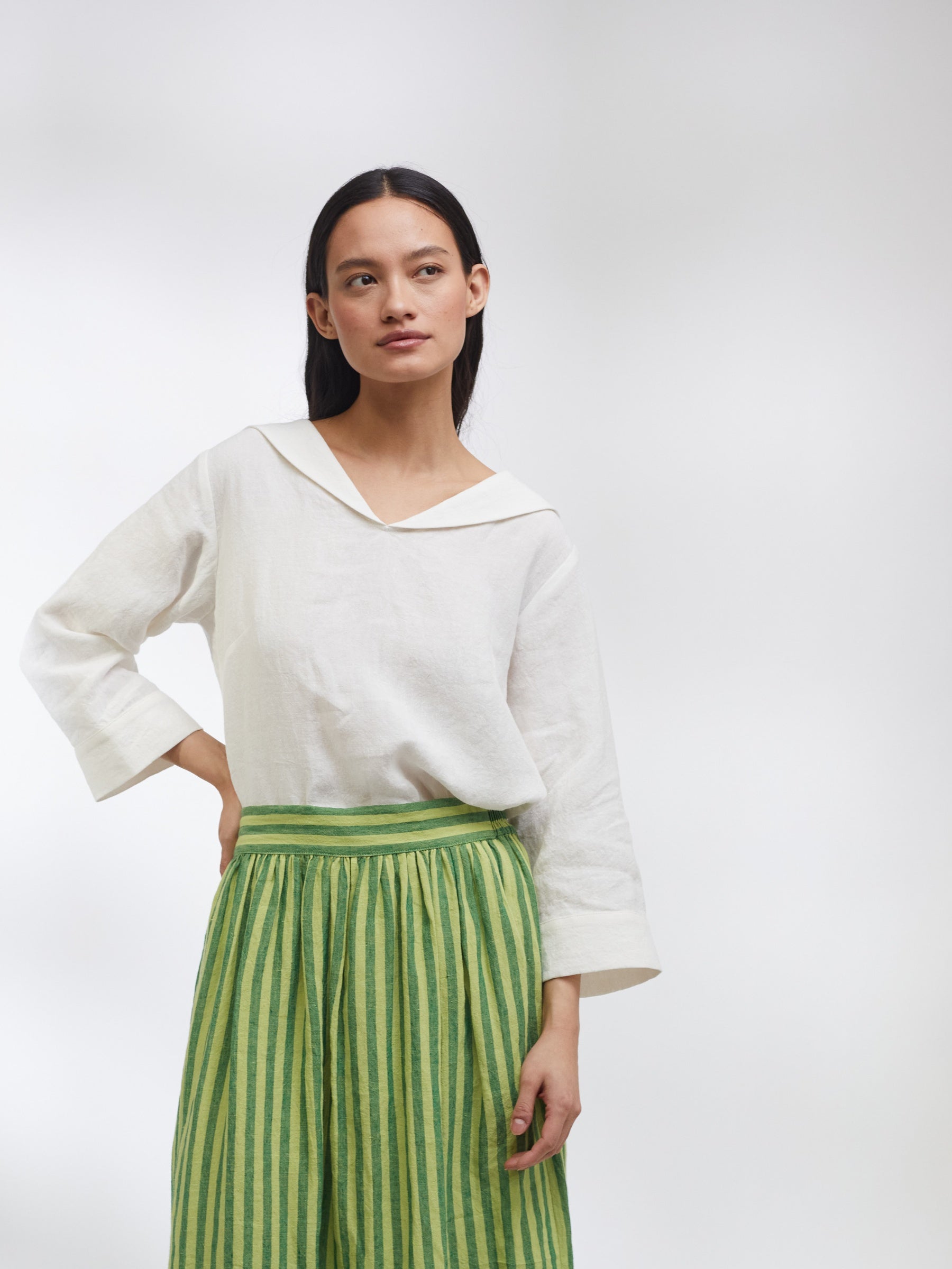 Sailor Top in White Linen | Made in England | Justine Tabak