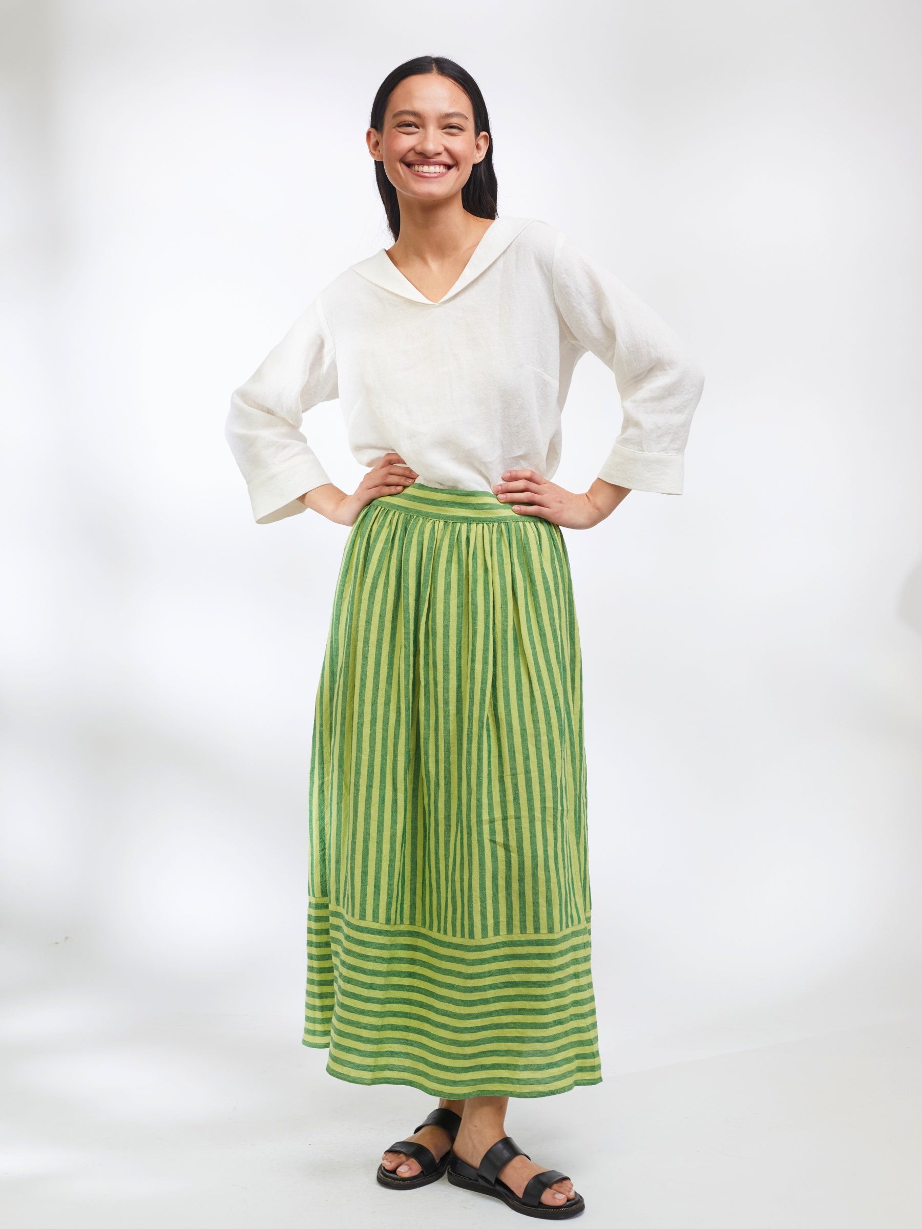 Sailor Top in White Linen | Made in England | Justine Tabak