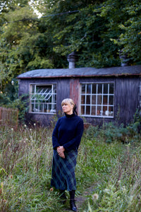 Bias Cut Skirt in Blackwatch Tartan Linen