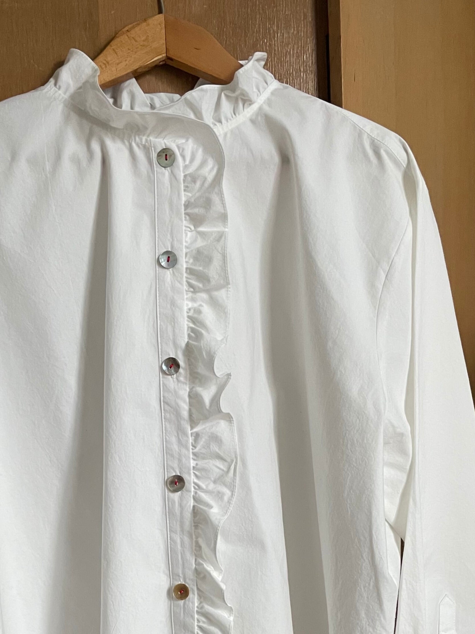 Selby Ruffle Shirt in White Japanese Cotton