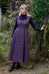 Soho Pinafore Dress in Laois Linen Tartan