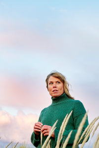 Islay Cropped Jumper in Lovat Marl Lambswool