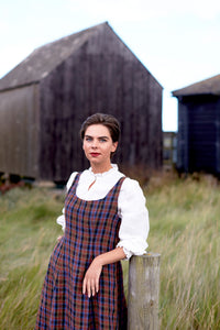 Soho Pinafore Dress in Laois Linen Tartan