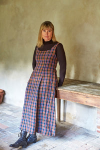 Soho Pinafore Dress in Laois Linen Tartan