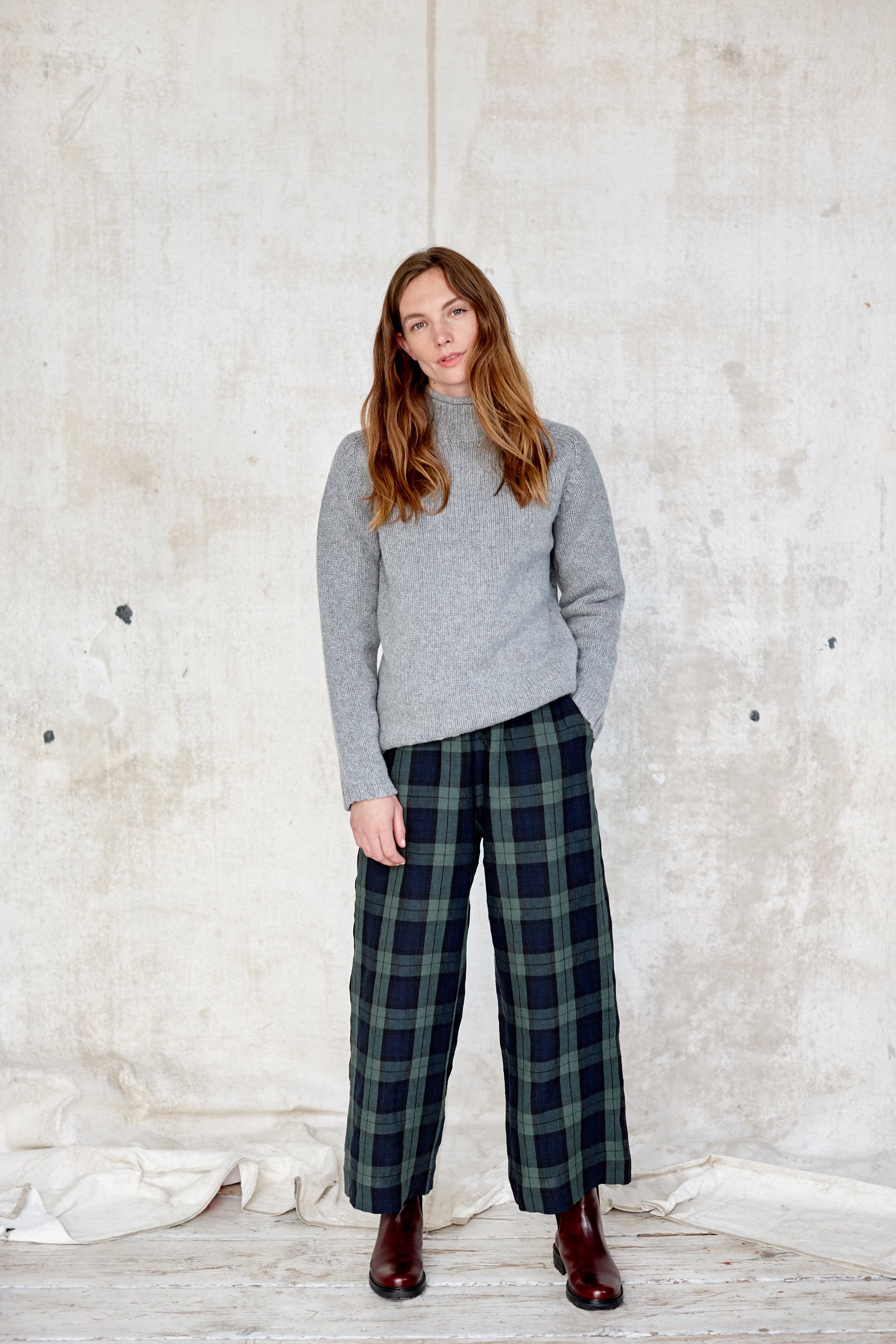 Tartan Linen Brighton Trouser, MEDIUM