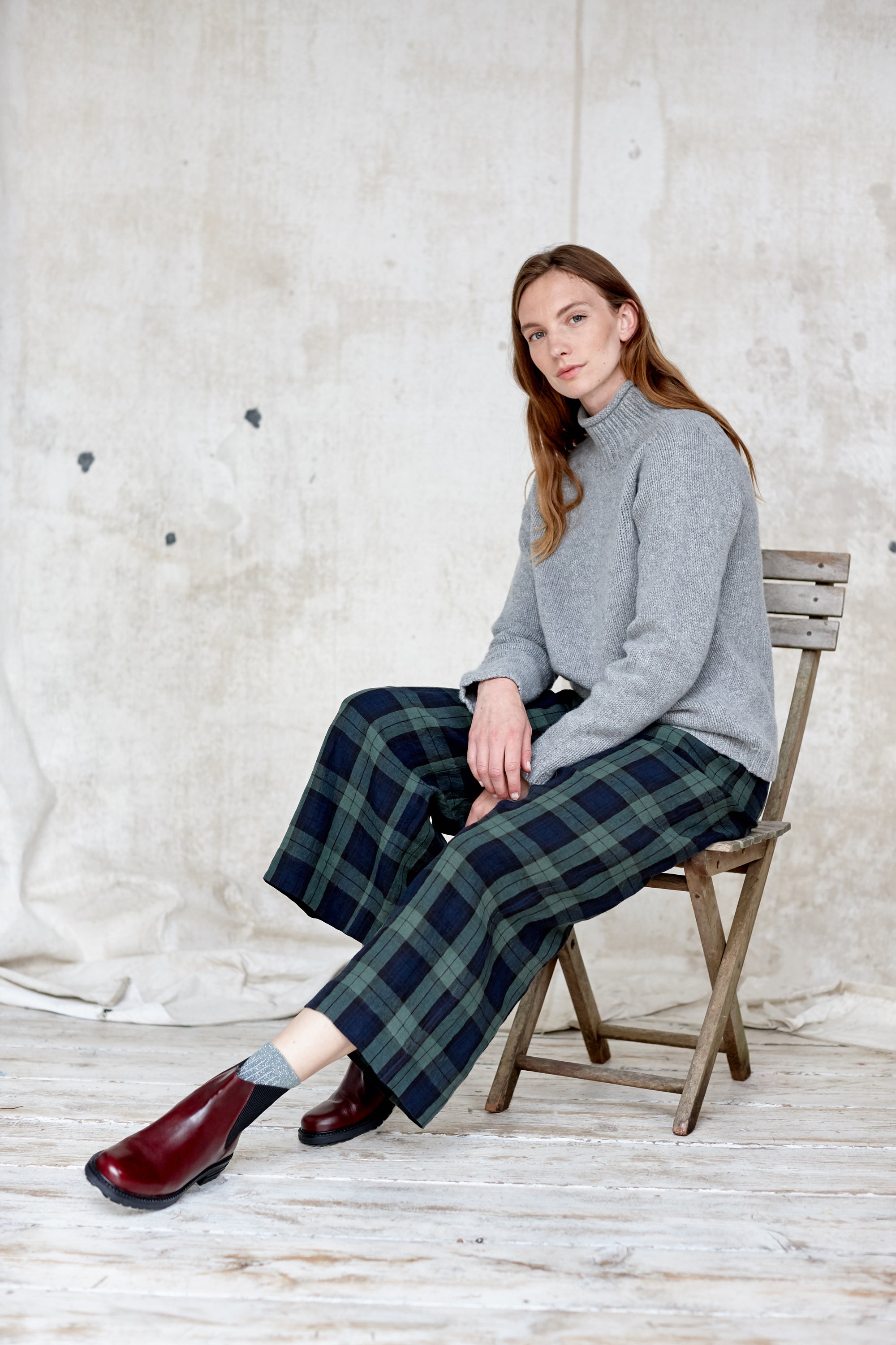 Tartan Linen Brighton Trouser, MEDIUM