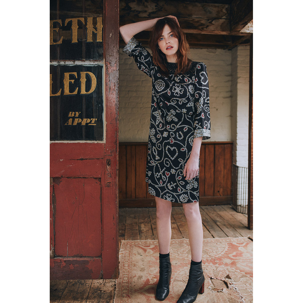 Pearly Queen Black Silk Dress