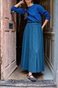 Blackwatch tartan ,brushed cotton, maxis skirt with pockets . Elasticated waist 